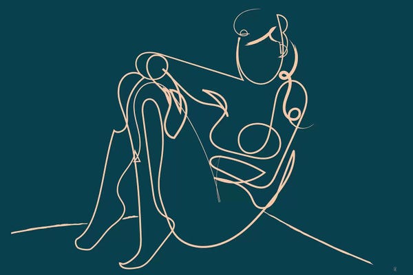 Minimalist Paintings: Teal Nude by Dan Hobday