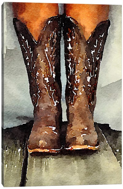 Married With My Boots On Canvas Art Print - Cowboy & Cowgirl Art