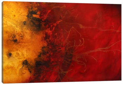 Dimensional Considerations Canvas Art Print - Red Abstract Art