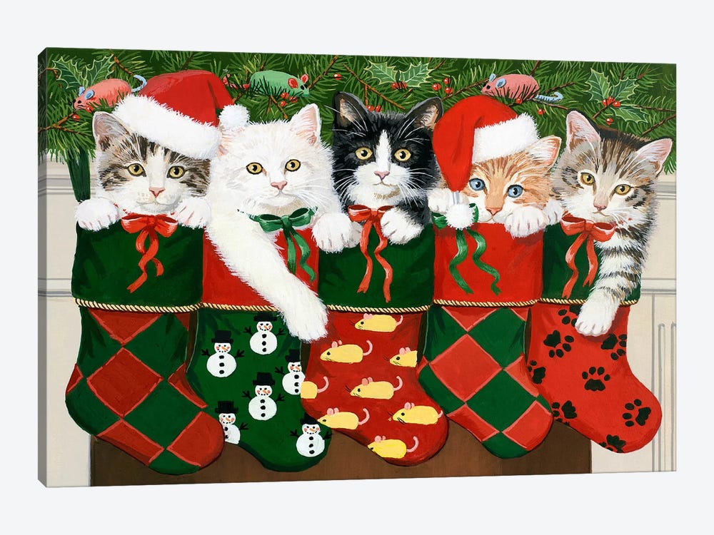 Christmas Kittens by William Vanderdasson 1-piece Art Print