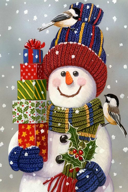 Snowman With Presents by William Vanderdasson wall art