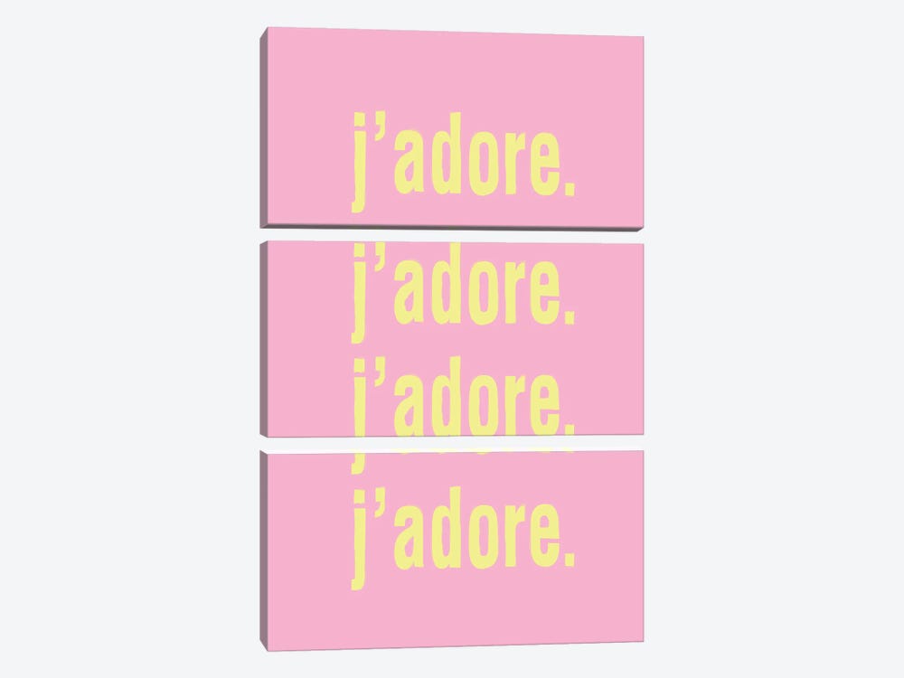J'Adore. J'Adore. J'Adore. J'Adore. (Pink) by Honeymoon Hotel 3-piece Art Print
