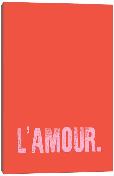 L'Amour. (Red) Canvas Art Print - Love Typography