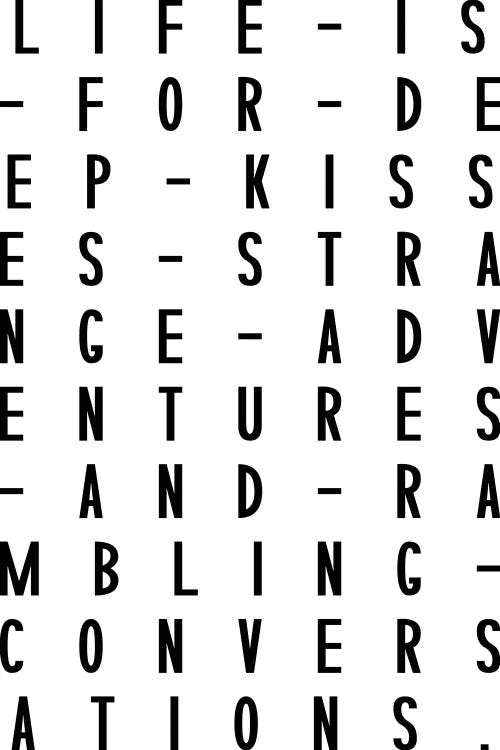 Life Is For Deep Kisses by Honeymoon Hotel wall art