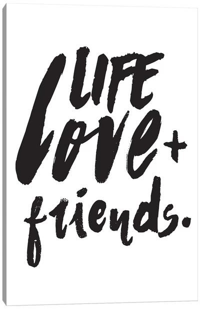 Life Love + Friends Canvas Art Print - Romantic Bedroom Art