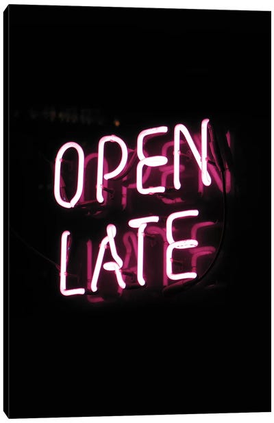 Open Late Canvas Art Print - Neon Art