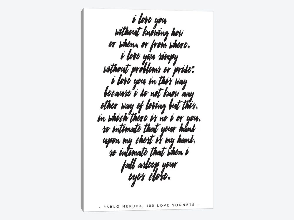 Pablo Neruda Love Quote by Honeymoon Hotel 1-piece Canvas Art Print