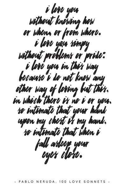 Inspirational Office: Pablo Neruda Love Quote by Honeymoon Hotel