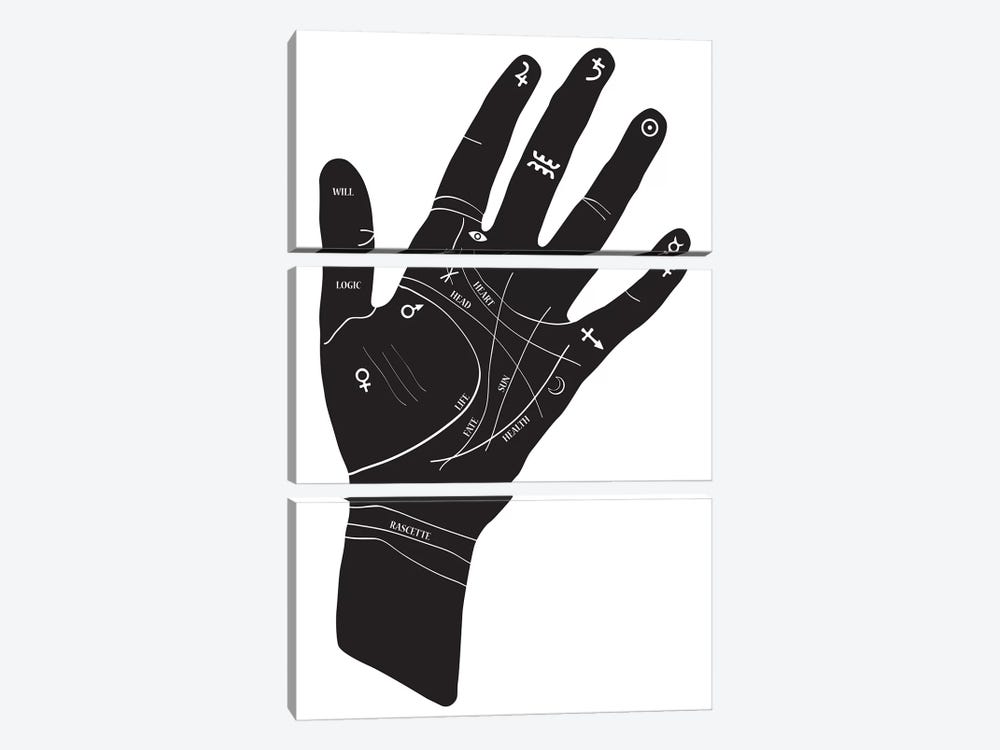 Palmistry Hand Symbols by Honeymoon Hotel 3-piece Art Print
