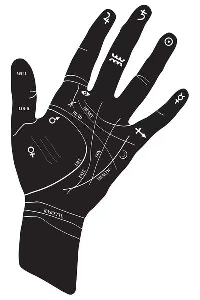 Mysticism: Palmistry Hand Symbols by Honeymoon Hotel