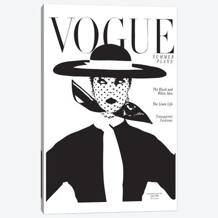 Vintage Vogue Cover, Black And White Fashion Print Canvas Print #HON260} by Honeymoon Hotel Canvas Artwork