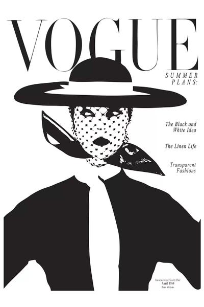 Honeymoon Hotel: Vintage Vogue Cover, Black And White Fashion Print by Honeymoon Hotel