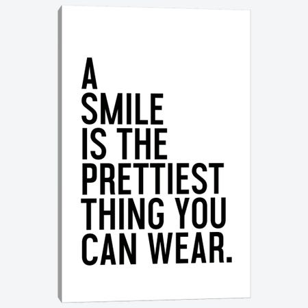 A Smile Is The Prettiest Canvas Print #HON2} by Honeymoon Hotel Art Print
