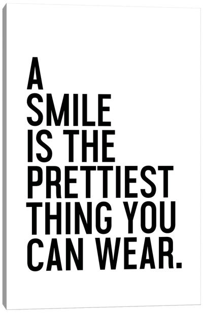 A Smile Is The Prettiest Canvas Art Print - Inspirational Office