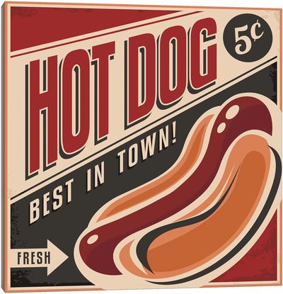 Hot Dogs Canvas Art Print - American Cuisine Art