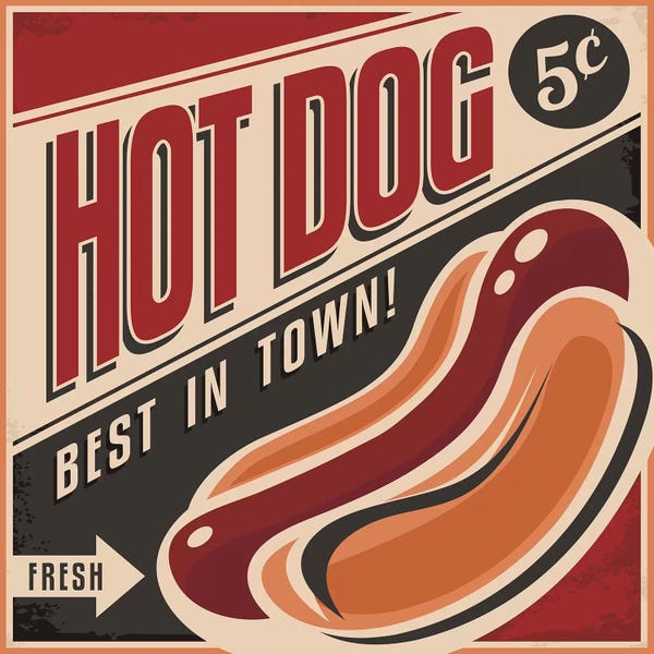 Food & Drink Posters: Hot Dogs by Honeymoon Hotel