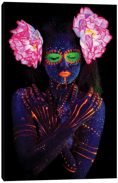 Neon Solitude Canvas Art Print - Hyperreal Photography