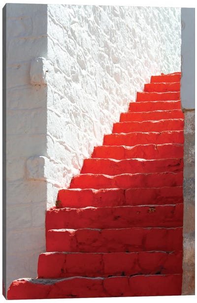 Red Hot Levels Canvas Art Print - Stairs & Staircases