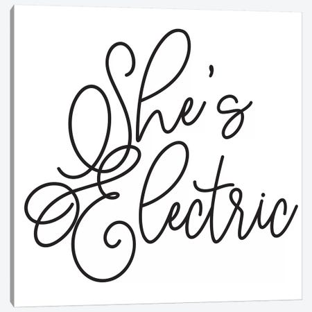 She's Electric White Canvas Print #HON428} by Honeymoon Hotel Canvas Wall Art
