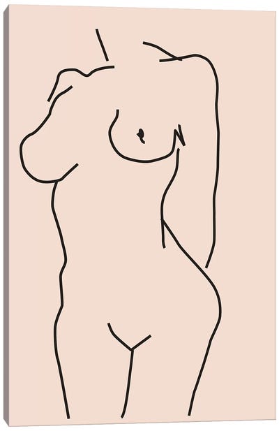 Nude II Canvas Art Print - Minimalist Bathroom Art