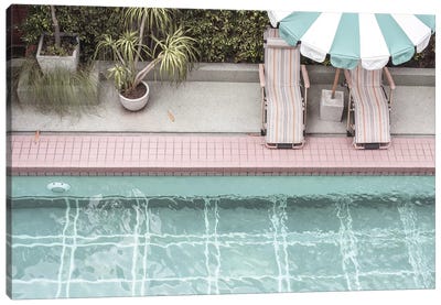 Pool Side Canvas Art Print - Vintage Styled Photography