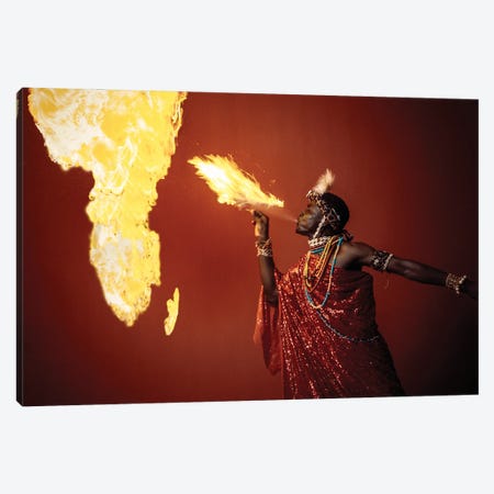 African Fire God Canvas Print #HOZ4} by Harry Odunze Canvas Art Print
