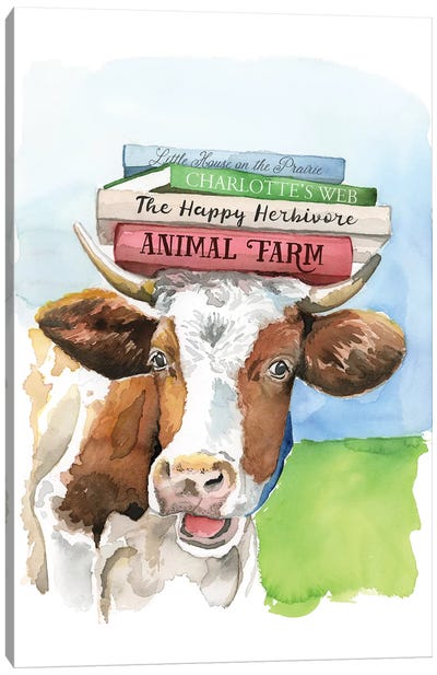 A Literary Cow Canvas Art Print - Heather Perry