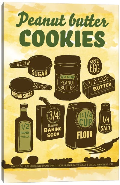Peanut Butter Cookies Canvas Art Print - Cooking & Baking Art