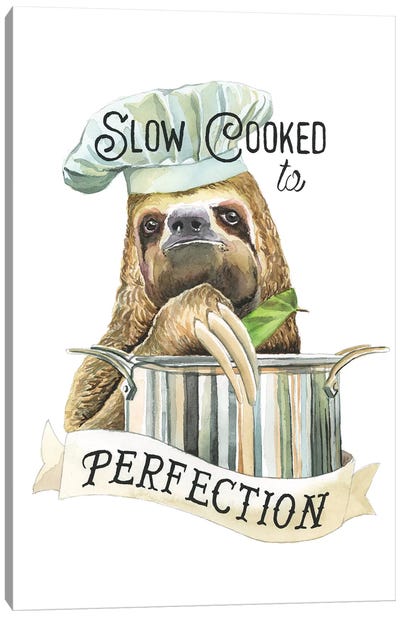 Slow Cooked Sloth Canvas Art Print - Cooking & Baking Art