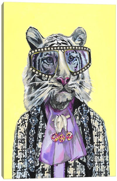 Gucci White Tiger Canvas Art Print - Humor Art