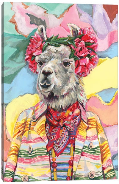 Desert Llama Canvas Art Print - Llama & Alpaca Art