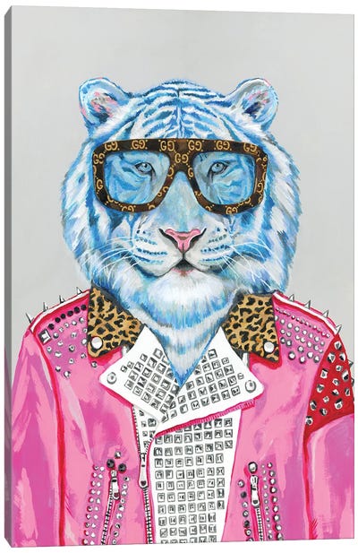 Gucci Blue Tiger Canvas Art Print - Animal Art