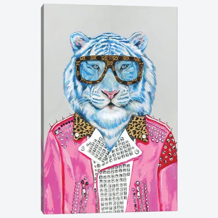 Gucci Blue Tiger Canvas Print #HPE87} by Heather Perry Art Print