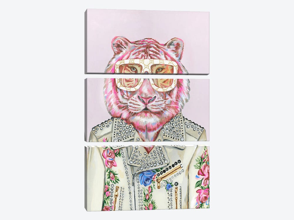 Gucci Pink Tiger by Heather Perry 3-piece Canvas Wall Art