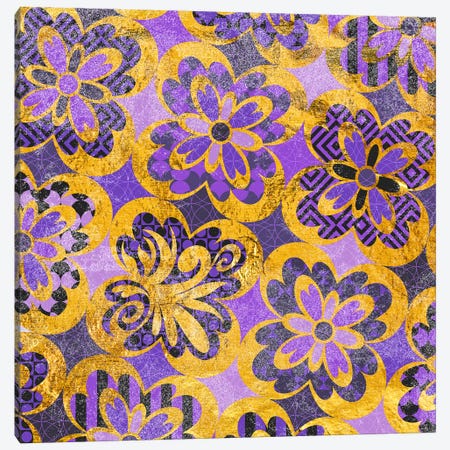 Flourished Floral in Gold & Purple Patterns Canvas Print #HPP11} by 5by5collective Canvas Artwork