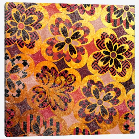 Flourished Floral in Gold & Red Patterns Canvas Print #HPP12} by 5by5collective Canvas Wall Art