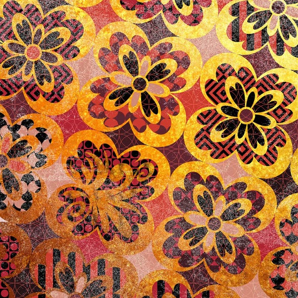 Decorative Elements: Flourished Floral in Gold & Red Patterns by 5by5collective