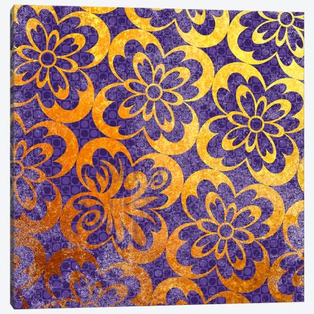Flourished Floral in Gold with Purple Patterns Canvas Print #HPP14} by 5by5collective Canvas Print