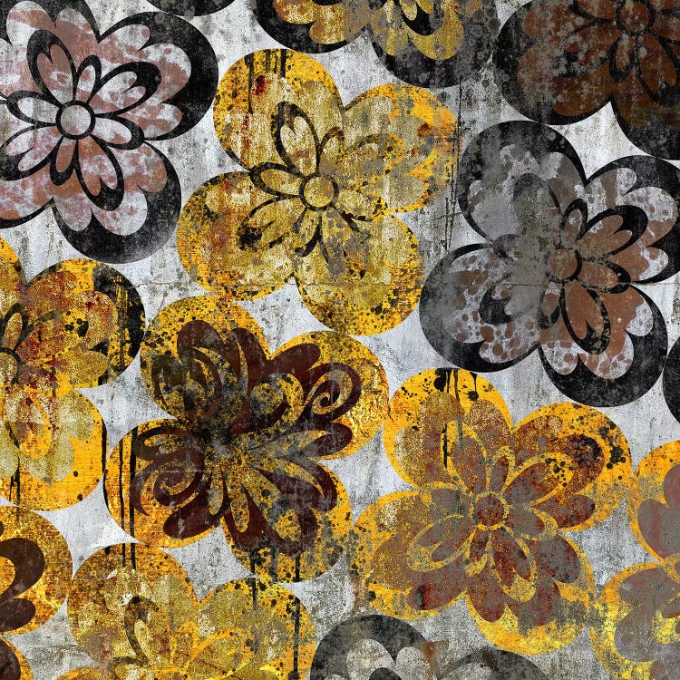 Flourished Floral on Grunge Wall