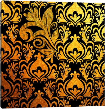 Incoherent Fragment in Black & Gold Canvas Art Print - Hidden Pattern Perfection
