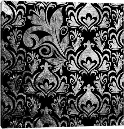 Incoherent Fragment in Black & Silver Canvas Art Print - Hidden Pattern Perfection