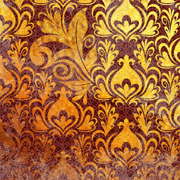Incoherent Fragment in Gold with Maroon Patterns by 5by5collective wall art