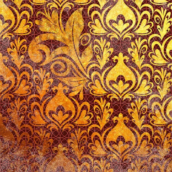 Decorative Elements: Incoherent Fragment in Gold with Maroon Patterns by 5by5collective