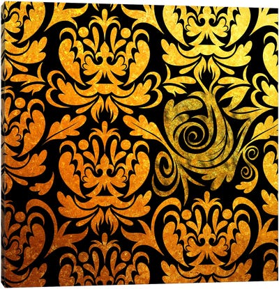 Modular Movement in Black & Gold Canvas Art Print - Hidden Pattern Perfection