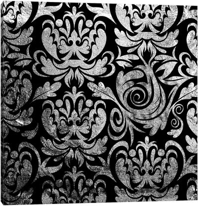 Modular Movement in Black & Silver Canvas Art Print - Black & White Patterns
