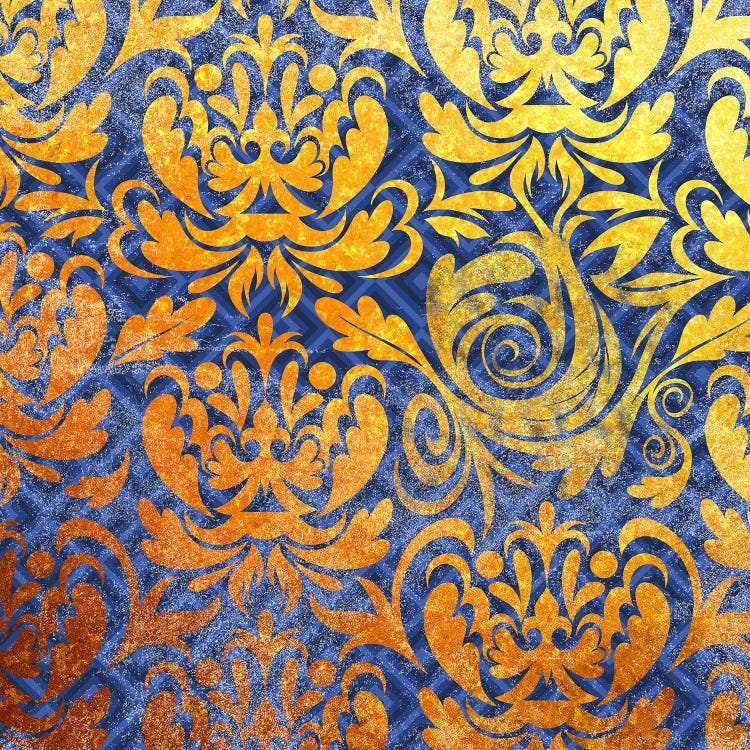 Modular Movement in Gold with Blue Patterns by 5by5collective wall art