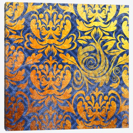 Modular Movement in Gold with Blue Patterns Canvas Print #HPP26} by 5by5collective Canvas Artwork
