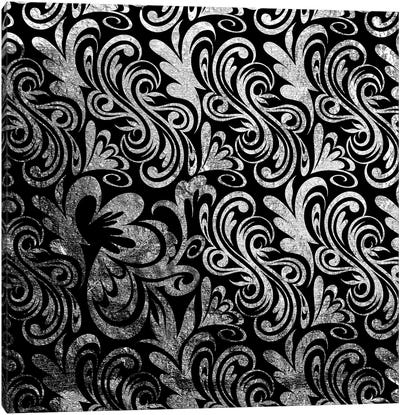 Element of Peace in Black & Silver Canvas Art Print - Black & White Patterns