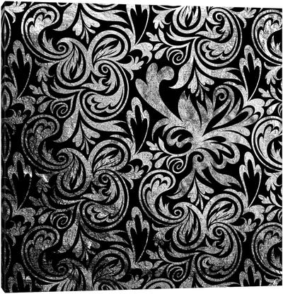 Secret View in Black & Silver Canvas Art Print - Black & White Patterns
