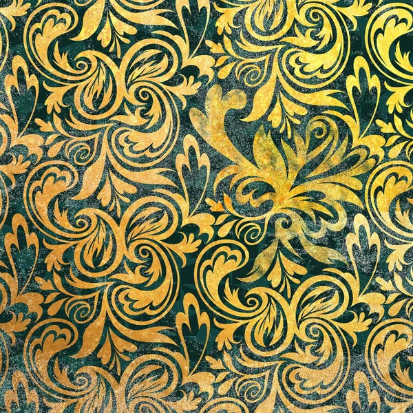 Decorative Elements: Secret View in Gold with Green Patterns by 5by5collective